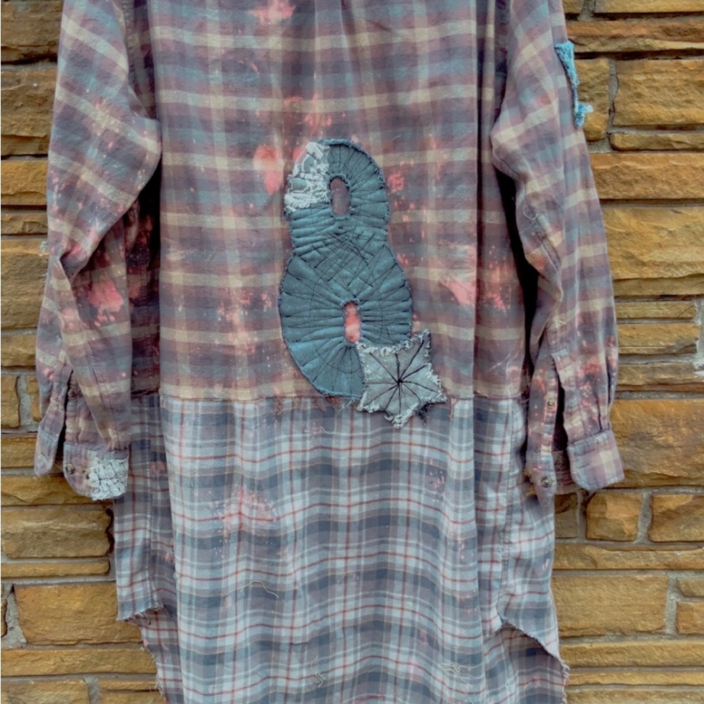 Patchwork Long Plaid Coat - image 4